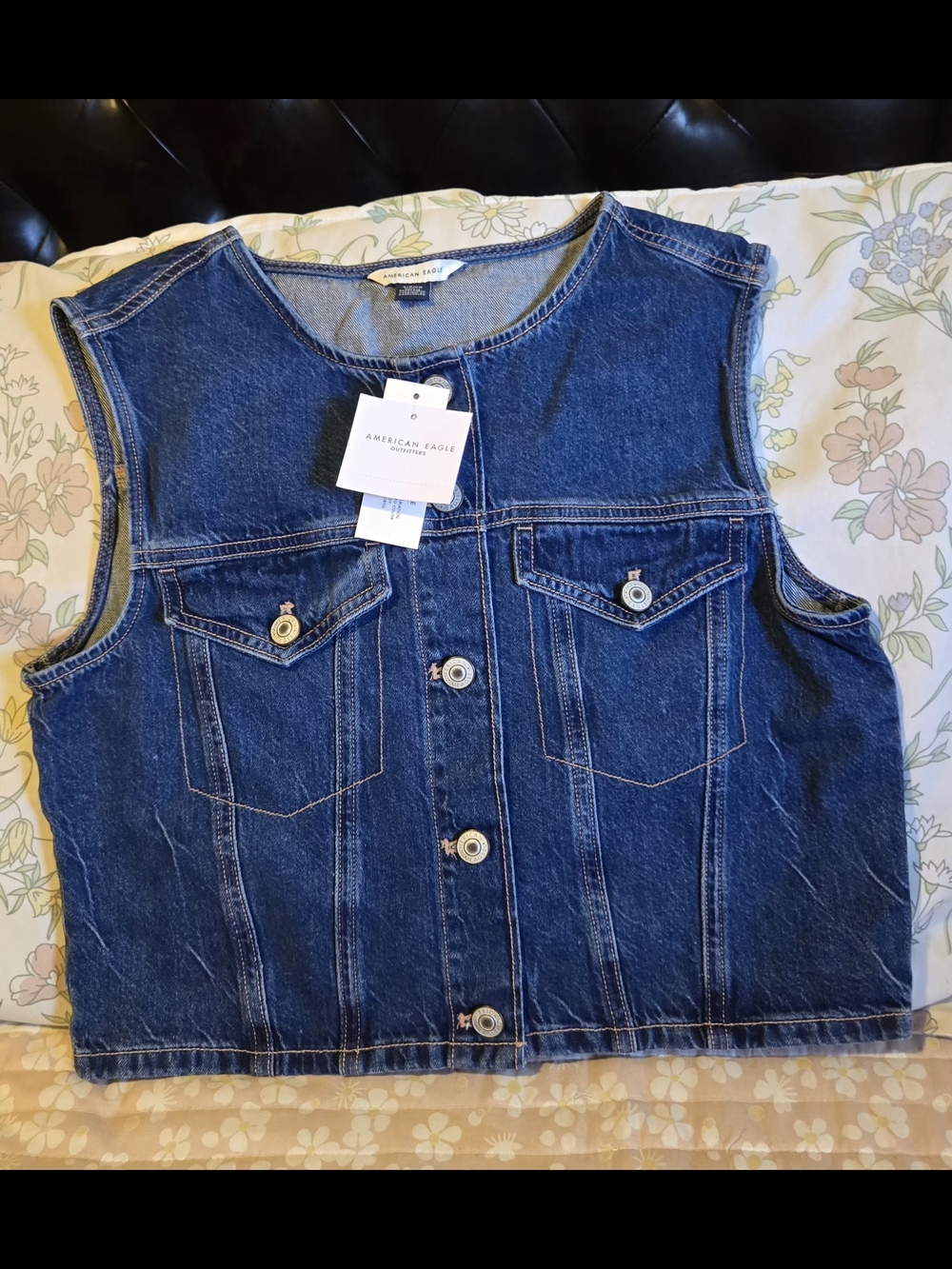 American Eagle Dark Blue Denim Vest